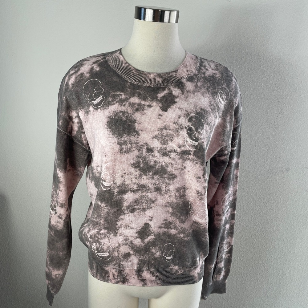 NEW 27 Miles Malibu Womens Small Cotton Cashmere Aylin Skull Tie Dye Sweater